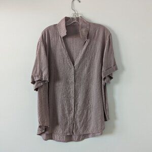 Elegant Taupe Sheer Button-Up Blouse - SHEIN Curve 3XL